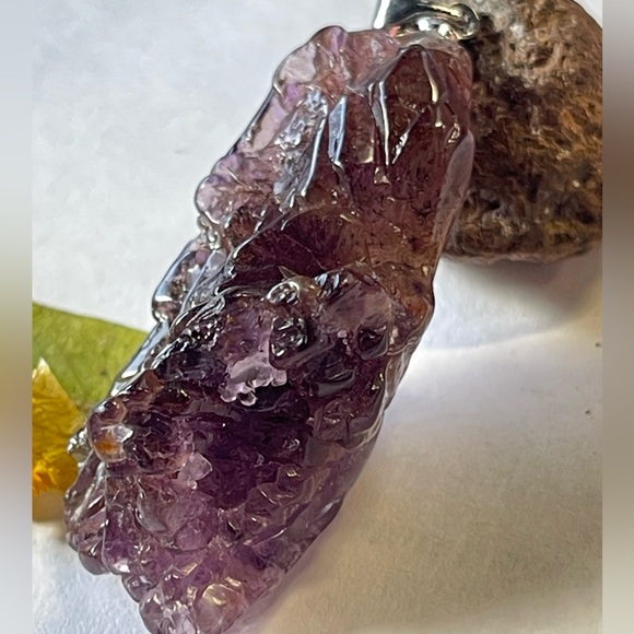 Raw Super Seven Pendant Natural Super Seven Gemstone Crystal Purple Pendant - Picture 6 of 11